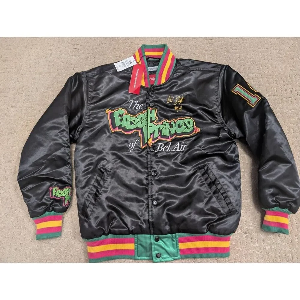 NWT Headgear Classics Fresh Prince of Bel Air Black Embroidered Varsity Jacket